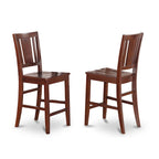 3 Piece Kitchen Table Set Contains a Round Dining Table and 2 Mid Century Chairs, Mahogany(Seat Options)