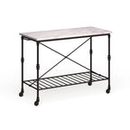 Black Faux Marble Rolling Kitchen Island