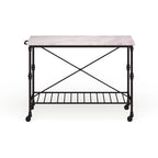 Black Faux Marble Rolling Kitchen Island