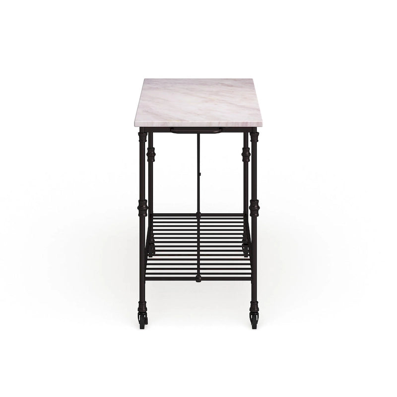 Black Faux Marble Rolling Kitchen Island