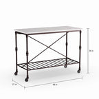 Black Faux Marble Rolling Kitchen Island