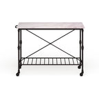 Black Faux Marble Rolling Kitchen Island