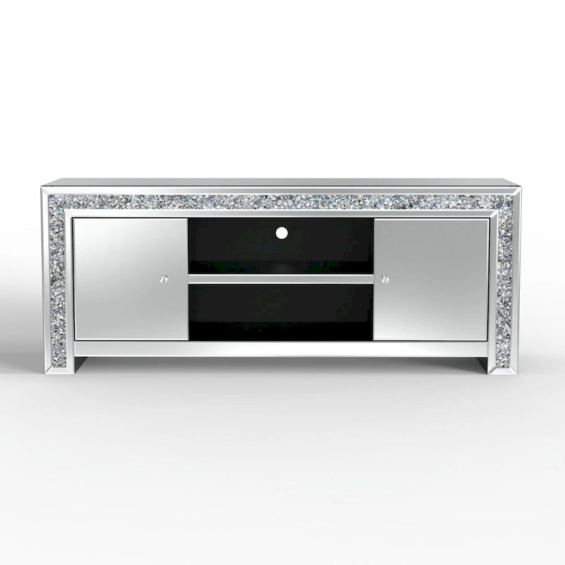 59  Media Console Mirrored Diamond Tv Stand