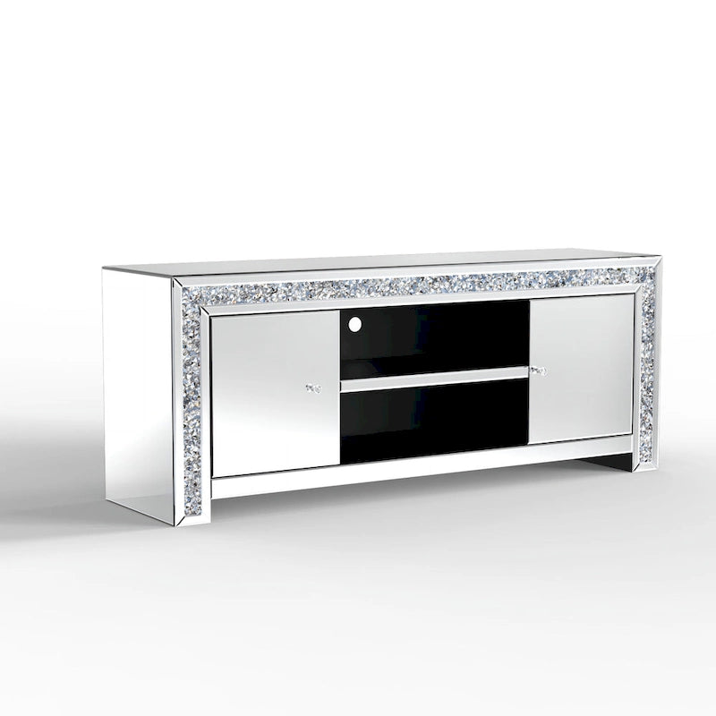 59  Media Console Mirrored Diamond Tv Stand