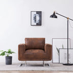 vidaXL Cube Armchair Brown Faux Suede Leather - 33  x 24.4  x 28.7 