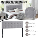 Full/Queen Size Headboard Linen Fabric Upholstered Button - See Details