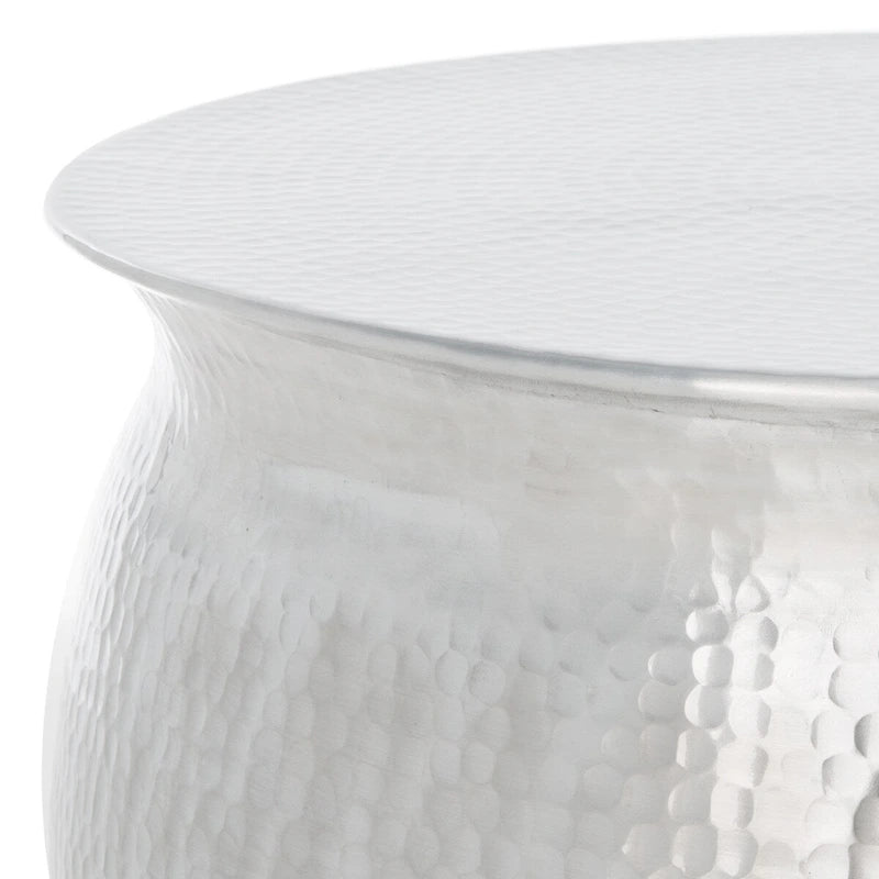 Karel Silver Metal Table Stool - 24  W x 24  L x 16.8  H - 24Wx24Dx17H