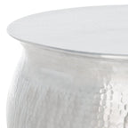 Karel Silver Metal Table Stool - 24  W x 24  L x 16.8  H - 24Wx24Dx17H