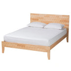 Japandi Carved Honeycomb Natural Queen Size Platform Bed