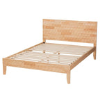 Japandi Carved Honeycomb Natural Queen Size Platform Bed