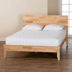 Japandi Carved Honeycomb Natural Queen Size Platform Bed