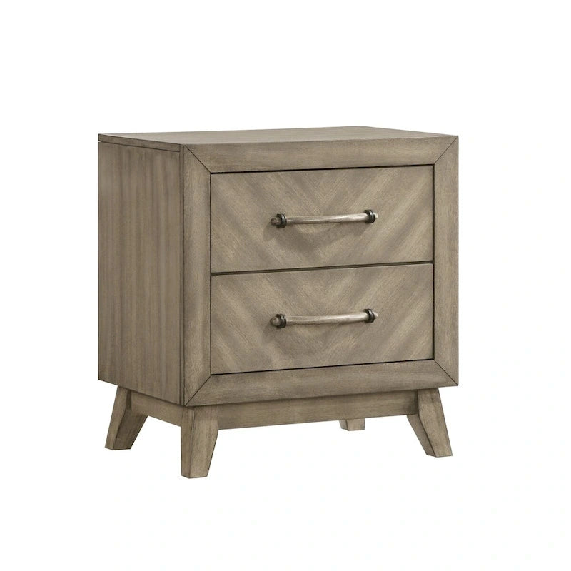 3-Piece Contemporary Wood Bedroom Set: Panel Bed and 2 Nightstands in Antique Gray