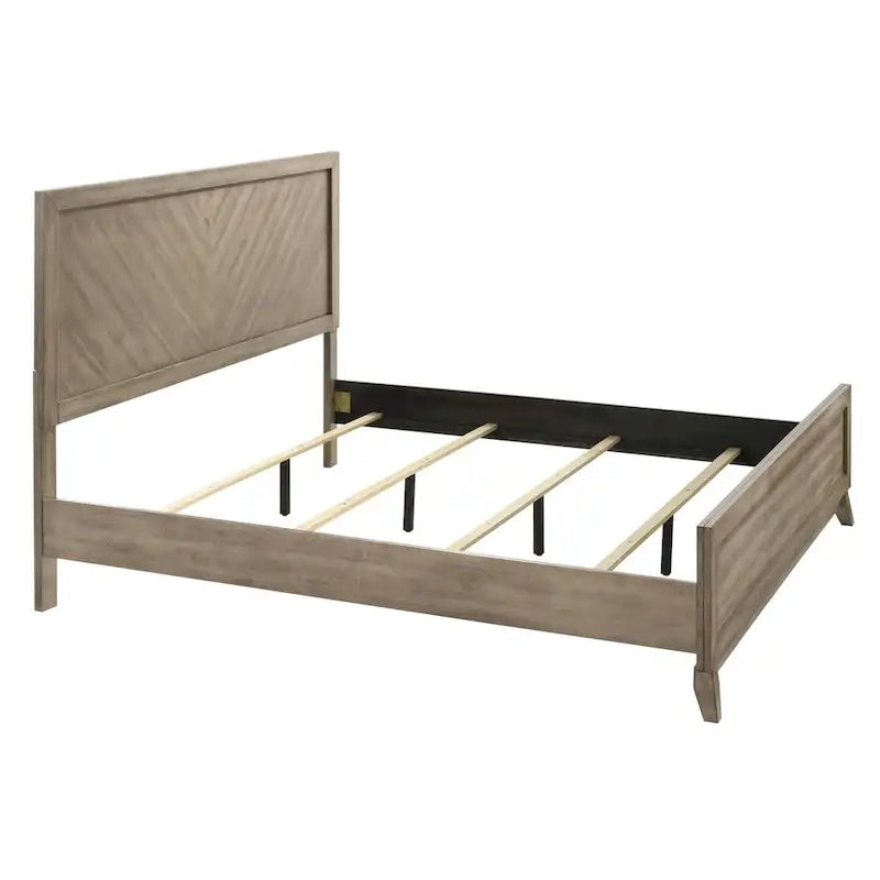 3-Piece Contemporary Wood Bedroom Set: Panel Bed and 2 Nightstands in Antique Gray