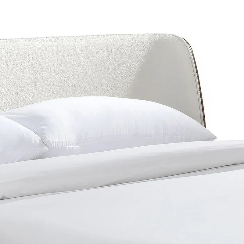 Beau Midcentury 6-Piece Boucle Wingback Queen Low Profile Bedroom Set