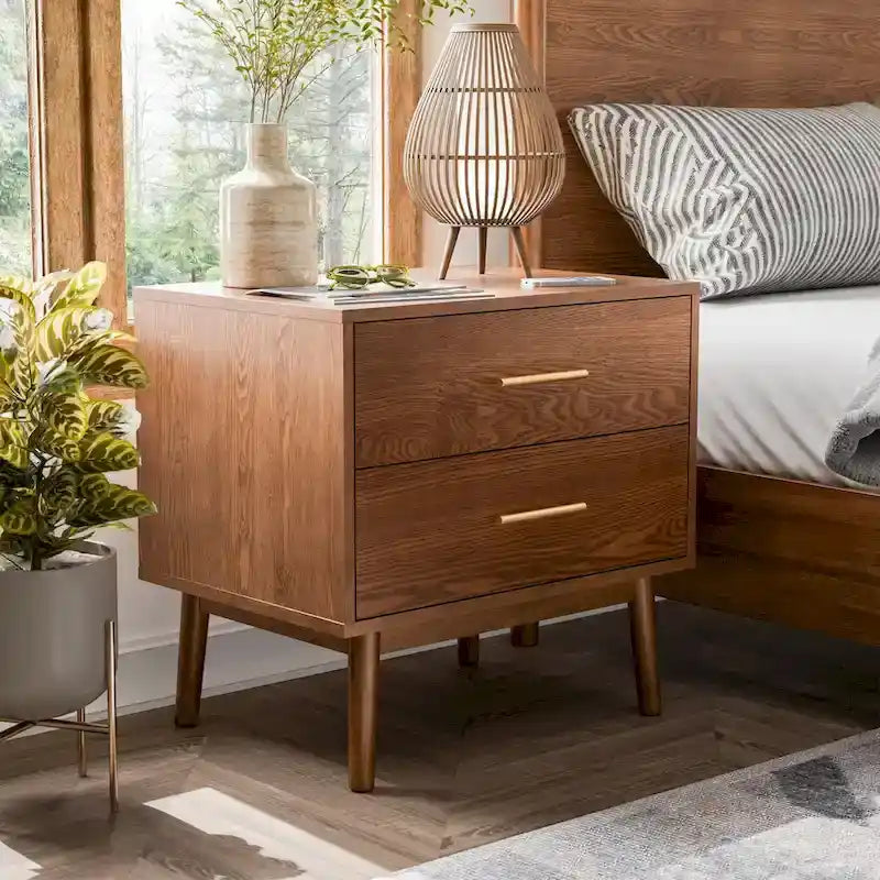 Beau Midcentury 6-Piece Boucle Wingback Queen Low Profile Bedroom Set
