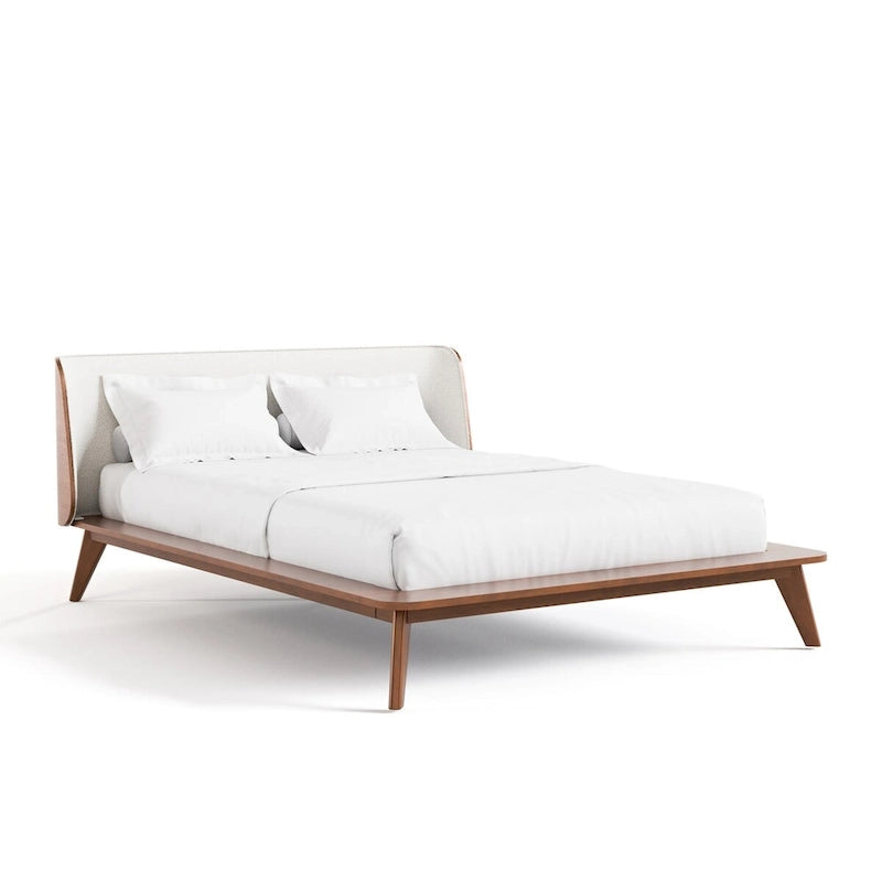 Beau Midcentury 6-Piece Boucle Wingback Queen Low Profile Bedroom Set