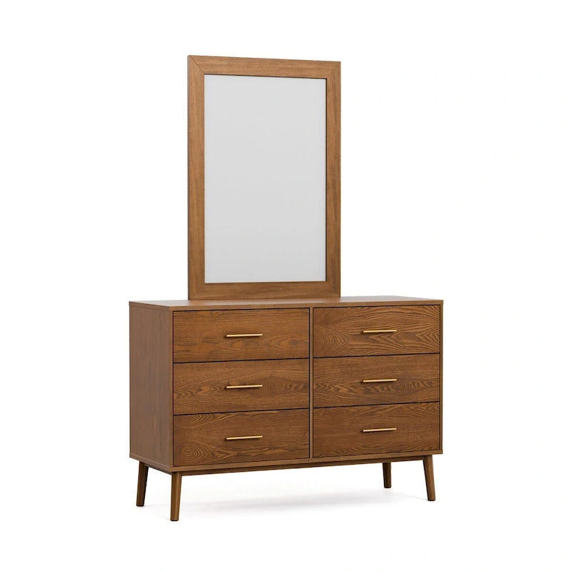 Beau Midcentury 6-Piece Boucle Wingback Queen Low Profile Bedroom Set