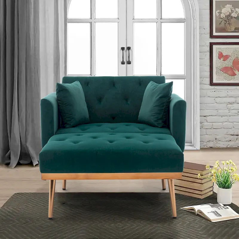 Chaise lounge chair/accent chair,Curved edges, padded with thick foam and upholstered with high-quality fabric