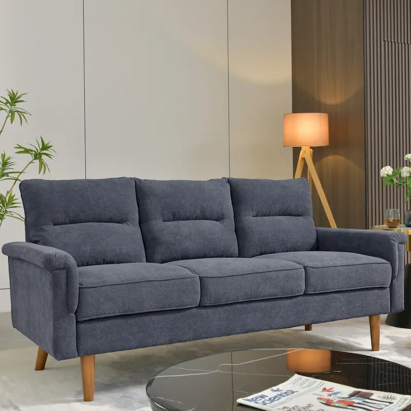 Fluffy Cushion Wood Leg Indoor Sofa