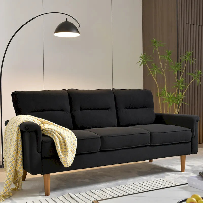 Fluffy Cushion Wood Leg Indoor Sofa