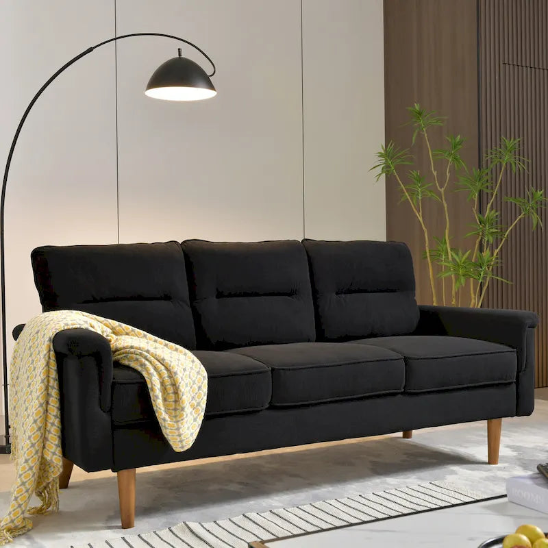 Fluffy Cushion Wood Leg Indoor Sofa