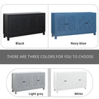 Large Storage Space Sideboard, 4 Door Buffet Cabinet with Pull Ring Handles for Living Room, Dining Room (Navy)