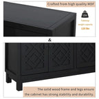 Large Storage Space Sideboard, 4 Door Buffet Cabinet with Pull Ring Handles for Living Room, Dining Room (Navy)