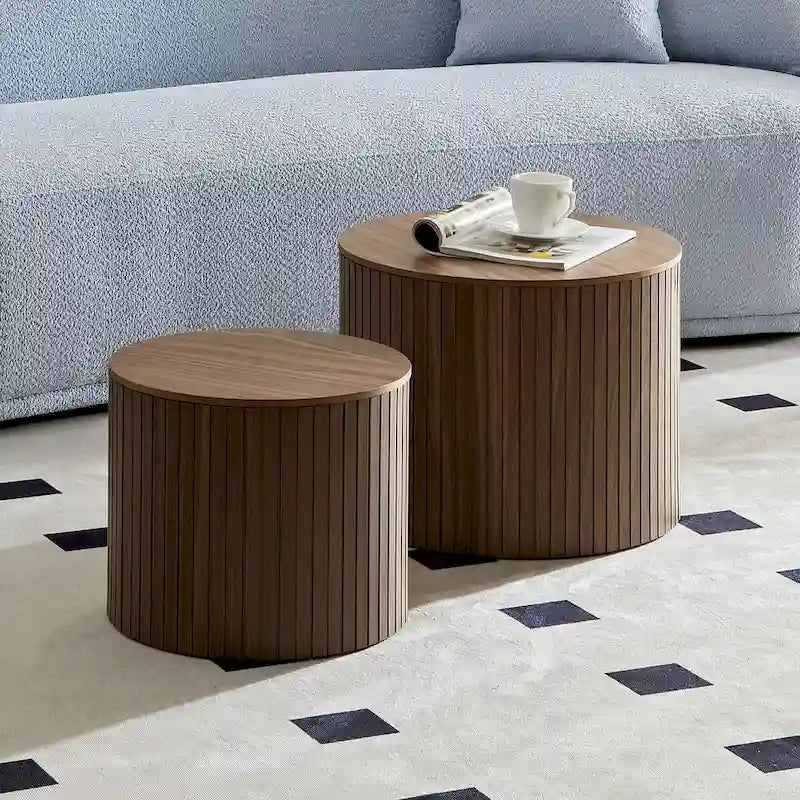 Nested Table Set 2 Pieces, Mdf Coffee Table Set Living Room