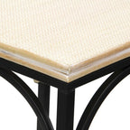Rattan Accented Wood & Metal Square Side Tables