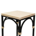 Rattan Accented Wood & Metal Square Side Tables