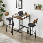 Industrial Bar Table with 2 Stools - Rustic Brown/Grey