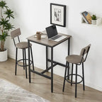 Industrial Bar Table with 2 Stools - Rustic Brown/Grey