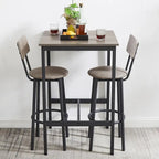 Industrial Bar Table with 2 Stools - Rustic Brown/Grey