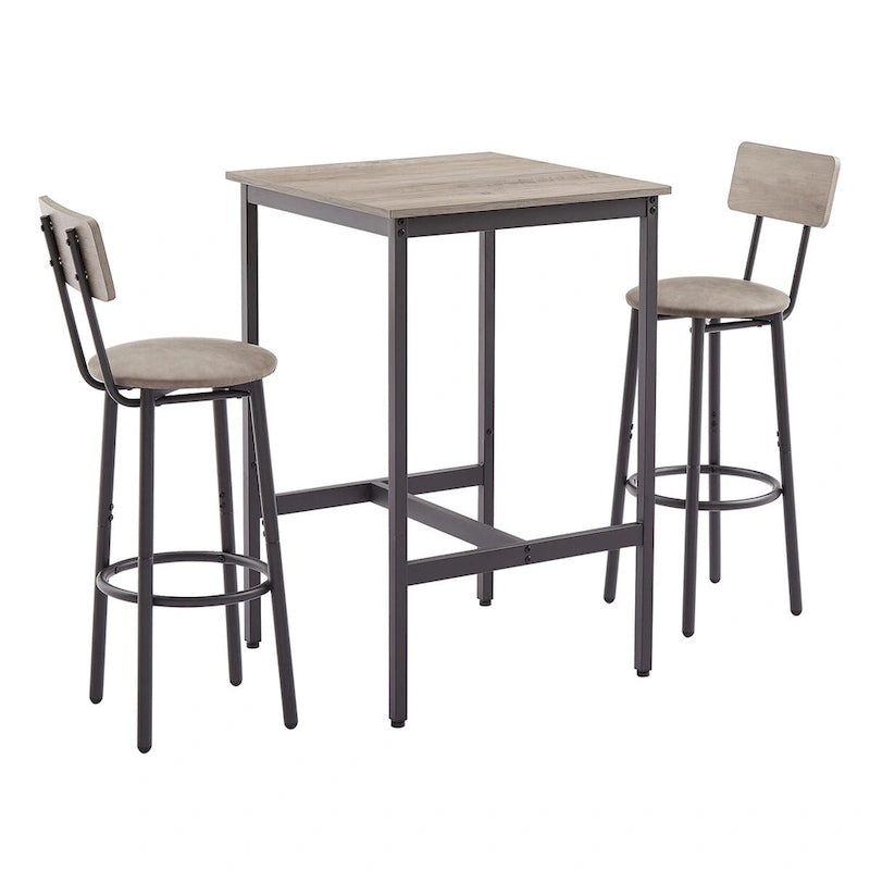 Industrial Bar Table with 2 Stools - Rustic Brown/Grey