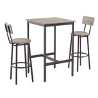 Industrial Bar Table with 2 Stools - Rustic Brown/Grey