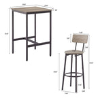 Industrial Bar Table with 2 Stools - Rustic Brown/Grey