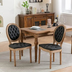 Mid-century Modern Dining Chairs Set of 4, PU Leather High-end Tufted Dining Room Chair with Nailhead Trim Solid Wood Legs
