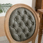 Mid-century Modern Dining Chairs Set of 4, PU Leather High-end Tufted Dining Room Chair with Nailhead Trim Solid Wood Legs