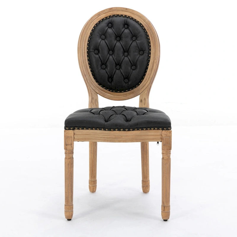 Mid-century Modern Dining Chairs Set of 4, PU Leather High-end Tufted Dining Room Chair with Nailhead Trim Solid Wood Legs