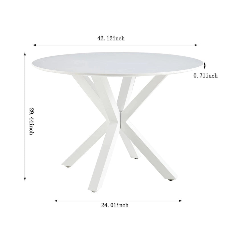 White Round Dining Table for 4-6 People