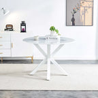 White Round Dining Table for 4-6 People