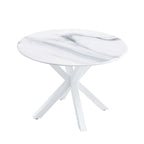 White Round Dining Table for 4-6 People