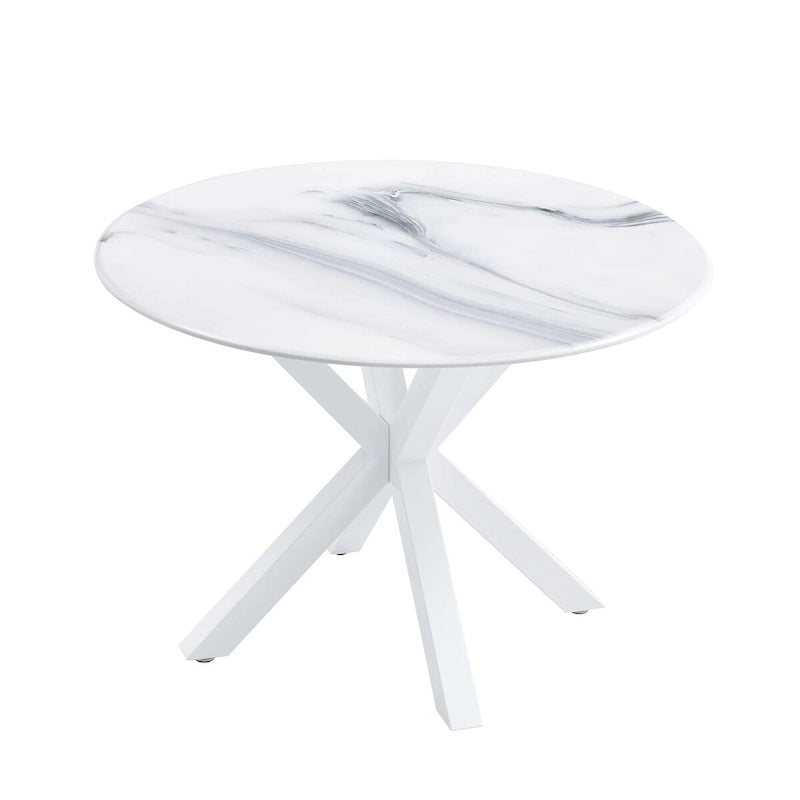 White Round Dining Table for 4-6 People