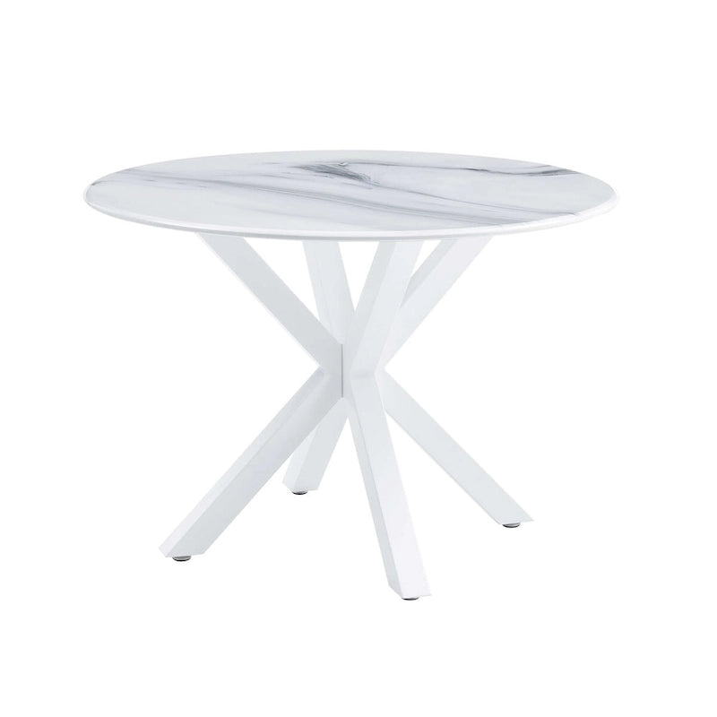 White Round Dining Table for 4-6 People