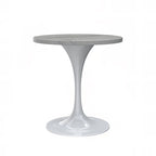 Round Dining Table with White Resin TableTop and White Steel Base for Kitchen & Dining Room