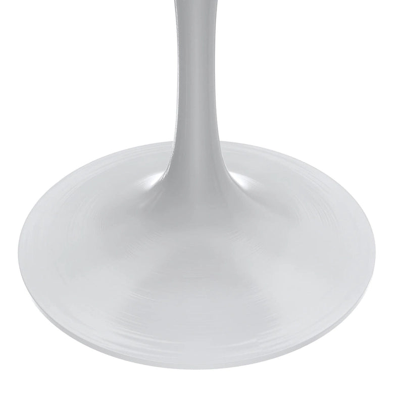 Round Dining Table with White Resin TableTop and White Steel Base for Kitchen & Dining Room