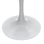 Round Dining Table with White Resin TableTop and White Steel Base for Kitchen & Dining Room
