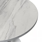 Round Dining Table with White Resin TableTop and White Steel Base for Kitchen & Dining Room