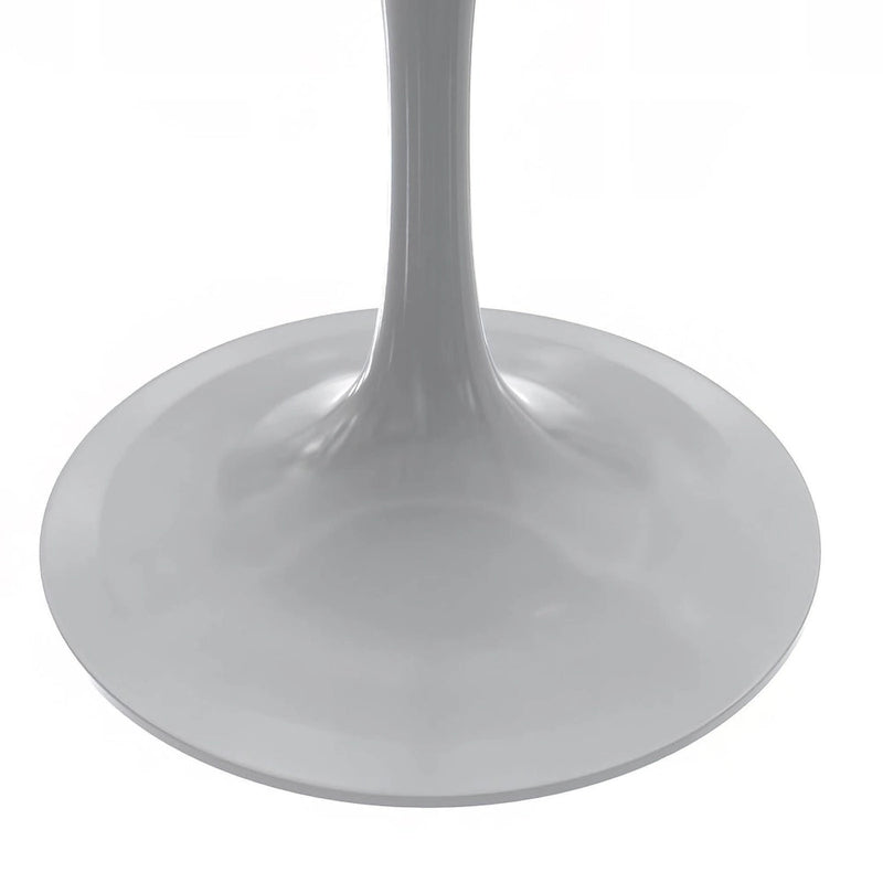 Round Dining Table with White Resin TableTop and White Steel Base for Kitchen & Dining Room