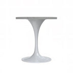 Round Dining Table with White Resin TableTop and White Steel Base for Kitchen & Dining Room
